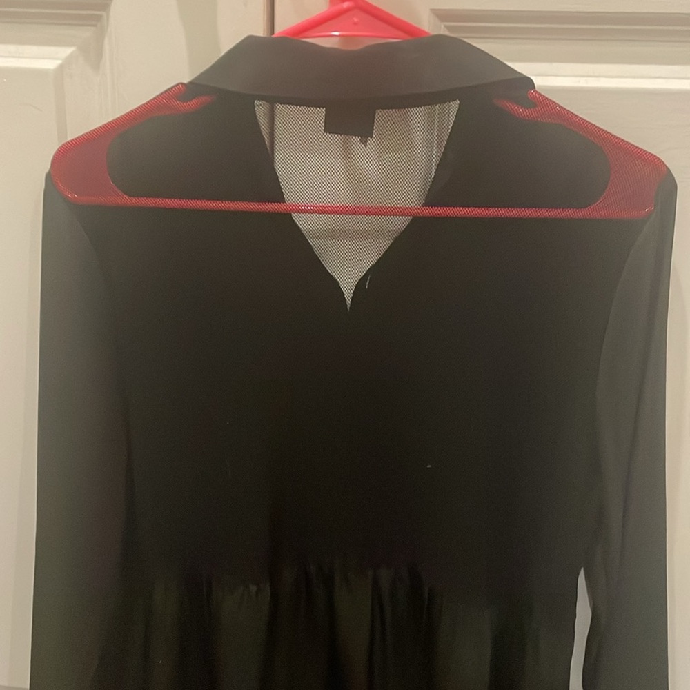 Black Button Up: Peplum With Sheer Back - image 5